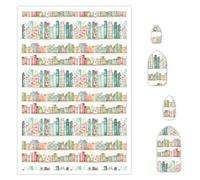 Briartw 10 fogli di carta trasferibile in argilla polimerica, motivo acquerello per libreria, per foglio, 14,8 x 10 cm, fogli di trasferimento solubili in acqua, adesivi usa e getta per la