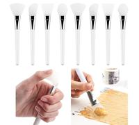 Briartw Set di 8 pennelli in silicone bianco, 4 pennelli a spatola per tecnica mista, riutilizzabili, in resina epossidica, set di pennelli per spalmare, pennelli in silicone per miscelare colori