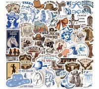 Bric Dodo Set di 50 adesivi blu cowboy per auto, computer portatile, chitarra, skateboard, moto, cowboy, adesivi in vinile, impermeabili, per Kindle adulti