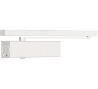 Bricard 6471251 Chiudiporta tecnologia Pignone cremagliera eccentrato, forza 1 a 4 (fino a 80 kg), braccio scorrevole/antivandalismo, 100% reversibile, bianco