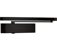 Bricard 6471253 Chiudiporta tecnologia Pignone cremagliera eccentrato, forza 1-4 (fino a 80kg), braccio a scorrimento/antivandalismo, 100% reversibile, nero