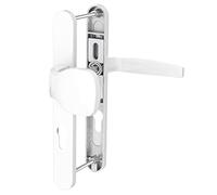 Bricard 7788921. Set di maniglie su piastra Emetal. Cuscinetto cavalletto e pinna per porta d'ingresso (per cilindro europeo). Laccato bianco.