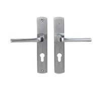 Bricard 879051 Coppia di maniglie cromate satinate zamack su piastra eVidence, porta d'ingresso
