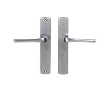 Bricard 879052 Coppia di maniglie cromate satinate zamack su piastra eVidence, porta interna senza chiave