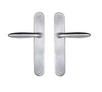 Bricard 984052 984052-Set di Maniglie zamak su Piastra per Porta Interna Senza Chiave (Becco di Cane), Argento