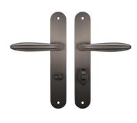 Bricard 9840T6 Set Maniglie su Piastra Schizzo Zamak Colore Titanio per Porta del Bagno, WC con molla di richiamo