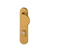 Bricard 9900031 9900031-Set di maniglie blindate su piastra ESSENTIAL cuscinetto cavalletto + alettone per porta d'ingresso (per cilindro europeo), colore oro, Béquille+Aileron