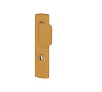 Bricard 9920031 - Set di maniglie schermate su piastra EMUST con cavalletto e alettone per porta d'ingresso (per cilindro europeo), colore: Oro