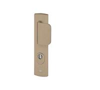 Bricard 9920091 - Set di maniglie schermate su piastra EMUST con cavalletto e alettone per porta d'ingresso (per cilindro europeo), colore: Ambra