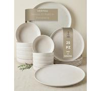 BRICARD Vertou Servizio Piatti 25 Pezzi Bianco Opaco - Set Piatti 6 Persone In Piatti Porcellana - Piatti Moderni E Piatti Colorati Piani E Fondi - Set Piatti Per Microonde E Lavastoviglie