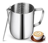 Bricco Latte 350ml in Acciaio Inox con Segno di Misurazione - Brocca in Schiuma per Latte Art, Montalatte Espresso e Cappuccino | Accessori per Amanti del Caffè