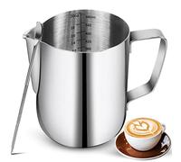 Bricco Latte 600ml in Acciaio Inox con Segno di Misurazione - Brocca in Schiuma per Latte Art, Montalatte Espresso e Cappuccino | Accessori per Amanti del Caffè