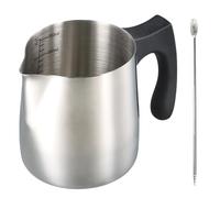 Bricco Latte Acciaio Inox, Caraffa per Latte 350ml, Brocca per Cappuccino ed Espresso, Piccola Caraffa per Barista Domestico, con Penna Decorativa a Doppia Testa in Acciaio Inossidabile