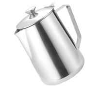 Bricco Latte Professionale, Tazza Acqua Acciaio Inox 304 con Coperchio Monopezzo e Beccuccio Antigoccia, Pentolino Caffè Cappuccino per Frullati, Art Latte, Cucina, Ufficio, Casa, Ristorante (2000 ml)