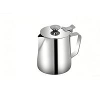 Bricco per latte Art Acciaio con Coperchio Bricco per latte Art(350ml) | Acciaio per robusto, ruggine, beccuccio precisione, per ideale per latte art, durata garantita