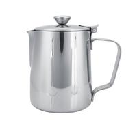 Bricco per Latte con Coperchio, Bricco per Schiuma di Latte in Acciaio Inox, Universale per Caffè, Crema, Cappuccino, 350 ml