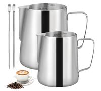 Bricco per latte in acciaio inox, 350 ml e 600 ml, per latte e caffè, per cappuccino e espresso, 2 pezzi