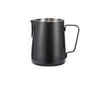 Bricco per Latte in Acciaio Inox Brocca for schiumare il latte in acciaio inossidabile con beccuccio lungo e arrotondato for Frother for la cottura a vapore del barista professionale(600ML-Black)