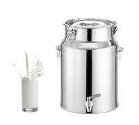 Bricco per latte in acciaio inox da 5 l, con rubinetto e coperchio sigillato, resistente contenitore per il trasporto di latte, vino e olio, ideale per uso domestico, fattoria e cucina