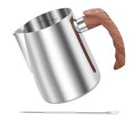 Bricco per latte in acciaio inox, da 600 ml, con misurazione Mark e Latte Art Pen, manico ergonomico, accessorio barista, perfetto per caffè, ristoranti, bar (argento)