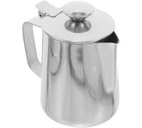 Bricco per Schiumare Caffè in Acciaio Inox 304 Argento 350ml | Coperchio, Struttura Robusta e Facile da Riporre, Crea Schiuma Ricca e Latte Art a Casa