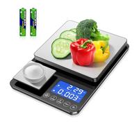 BRICH Bilancia da cucina e da cucina digitale con doppia piattaforma: precisa 15 kg/1 g e 500 g/0,01 g, funzione tara e somma, 7 unità, ideale per cucinare, cuocere e professionisti della cucina