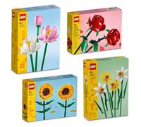 BRICK Flip Lego - Set di 4 fiori 40460 Rose & 40524 Girasoli & 40647 Fiori di loto e narcisi 40747 | Collezione botanica | Icons