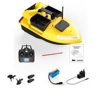 Brickaro Esca RC per la pesca, V020, 3 scomparti, 500 m, ad alta velocità, con 40 punti GPS, effetto luminoso, ideale per gli appassionati di pesca (giallo)