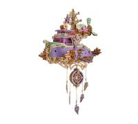 Brickaro Modello di puzzle in legno 3D, fai da te Steampunk Flyship, squisito modello di dirigibile viola fantasy, decorazione da scrivania per ufficio o casa come regalo per adulti