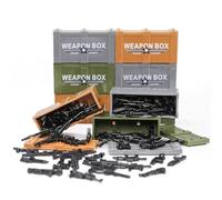 BrickBounty Valigetta per Armi con 100 Pistole per Giocattolo Militare, Soldatini Minifigure, Equipaggiamento Militare, Modulo Scenario di Guerra