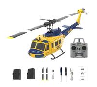 BrickCraftWorks 1/48 C032 UH-1 Huey RC Helicopter - 2.4G 6CH Flybarless Design con Posizionamento del flusso ottico e mantenimento dell'altitudine, modello di elicottero acrobatico 3D con giroscopio
