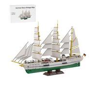 BrickCraftWorks Gorch Fock - Set di mattoncini da costruzione vintage della marina tedesca, modello da collezione, per costruire ed esporre giocattoli per regali di Natale e compleanno (7599 pezzi)