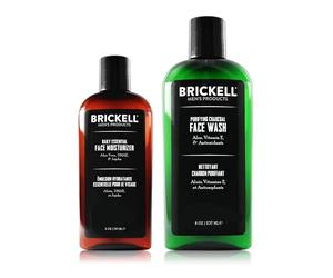 Brickell Men's Daily Essential Face Care Routine II, detergente per il viso al carbone purificante e crema idratante per il viso Daily Essential, naturale e biologico, senza profumo