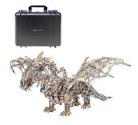 Bricksdiytoy Kit modello 3D in metallo, oltre 2900 pezzi, drago meccanico fai da te, scultura unica a tre teste, puzzle in metallo senza colla, regalo per adulti e collezionisti, decorazione premium