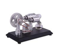 Bricksdiytoy Kit motore a doppio cilindro micro Stirling per motore a combustione esterna, 2000-3000 giri/min, include generatore da 3-5 V e luci a LED, perfetto per l'educazione scientifica e gli
