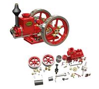 Bricksdiytoy RETROL HM-01 7cc Hit & Miss modello motore - 304 in acciaio inox lavorato CNC, finitura elettroforetica rossa, design a doppio volano, arte meccanica educativa, per collezionisti