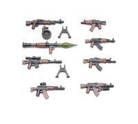 BricksStuff Armi moderne russe | Set di armi da 8 pezzi compatibili con minifigure | MG, lanciarazzi, fucile d'assalto, Sniper Set - per personaggi di blocco