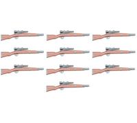 BricksStuff M1903 - Set di armi da cecchino, 10 pezzi, compatibile con minifigure, colore marrone con accenti in canna fumaria, per personaggi a morsetto