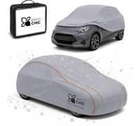 Brico Chic Telo Antigrandine Auto Taglia S, Imbottitura 6mm, Copriauto Esterno Impermeabile e Antigraffio, Tessuto Anti-UV, Cinghie Antivento, 406x165x119 cm, 4 Stagioni, Grigio