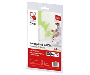 Brico Chic Telo Copritutto 4x4 Metri - Copertura 16mq Multiuso, Antipolvere e Impermeabile - Telo Protettivo Imbianchino - Adatto a Pittura, Traslochi, Giardinaggio, Esterni - Riutilizzabile