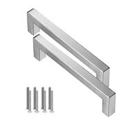 bricoleva.it Coppia Maniglie per Mobili - Manopole per ante armadi, cassetti, credenze e mobili vari - Maniglie in Zama Durevoli e Resistenti nel Tempo (128 mm, Quadrata)