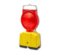 bricoleva.it Lampeggiatore da Cantiere LED - Lampada Stradale Rossa - Luce Fissa, Intermittente, Lampeggiante - Autospegnimento Solare - Fissaggio e Gancio Superiore - 2 Batterie 6 Volt non incluse