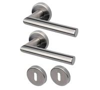 bricoleva.it Maniglie Porta Interna in Cromo Satinato Disponibile in più Varianti vendute in coppia - Maniglia Tonda Cromo Satinata per Una Porta (Sara - 1 Coppia)