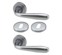 bricoleva.it Maniglie Porta Interna in Cromo Satinato Disponibile in più Varianti vendute in coppia - Maniglia Tonda Cromo Satinata per Una Porta (Clara - 1 Coppia)