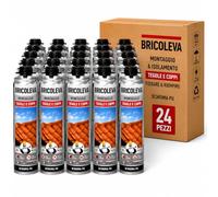 BRICOLEVA Set 24 Schiuma Poliuretanica per Pistola da 750 ml - Fissaggio Tegole e Coppi, Bassa Espansione Colore Grigio, Sigillante Adesivo Tetti Coperture Serramenti in Poliuretano (24 Pezzi)