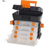 BricoLoco.com Cassetta degli attrezzi vuota piccola con organizer viti in cassetti. Scomparti per cassetti regolabili con divisori mobili Maniglia e chiusura Foro per lucchetto.