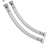 BricoLoco.com Tubo flessibile idraulico dell'acqua per cisterna wc, rubinetto lavabo o lavello della cucina o del bagno. Acciaio inossidabile. Raccordi in ottone. Femmina - Maschio. (2, H 3/8" - M 1/2