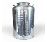 Briconess.com contenitore acciaio inox per olio con tappo a vite e attacco rubinetto - 50 lt