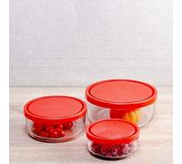 Briconess.com Contenitori tondi in vetro porta alimenti per cucina e viaggio set 3 Pz BORMIOLI
