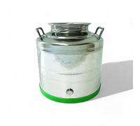 Briconess.com Fusto acciaio inox per olio con maniglie fondo a pentola tappo a vite attacco rubinetto protezione plastica - 30 lt